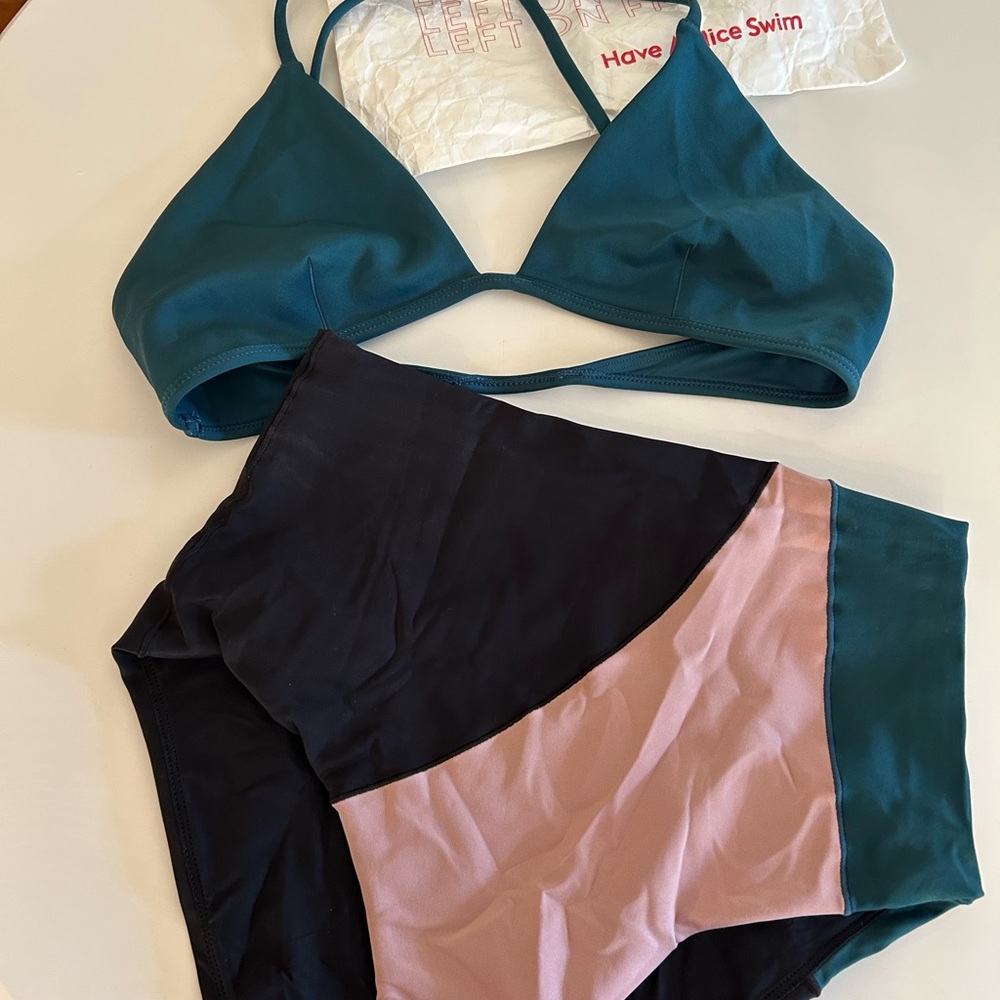 Left On Friday Teal and Black Swimwear